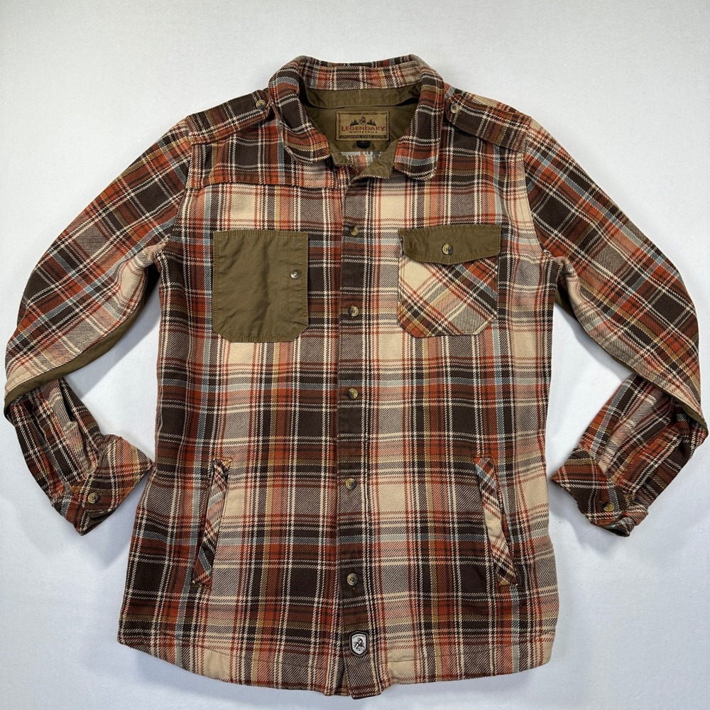 Vtg Legendary Whitetails Flannel Shirt Large Shacket Plaid Rugged Hunting Jacket